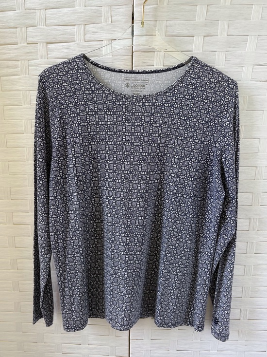 Tops - Coolibar Large Long Sleeve Everyday Tee UPF 50+ Navy White Sun Protection Casual